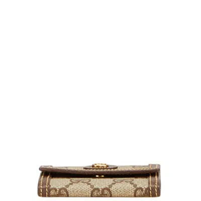 Pre-owned Gucci Beige Brown Pvc Leather Coin Purse/coin Case () In Multi