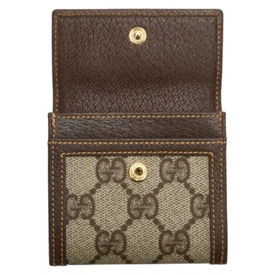 Pre-owned Gucci Beige Brown Pvc Leather Coin Purse/coin Case () In Multi