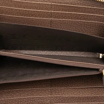 Pre-owned Gucci Beige Brown Pvc Leather Long Wallet (bi-fold) () In Multi