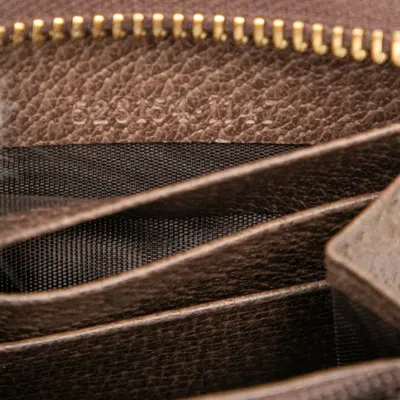 Pre-owned Gucci Beige Brown Pvc Leather Long Wallet (bi-fold) () In Multi