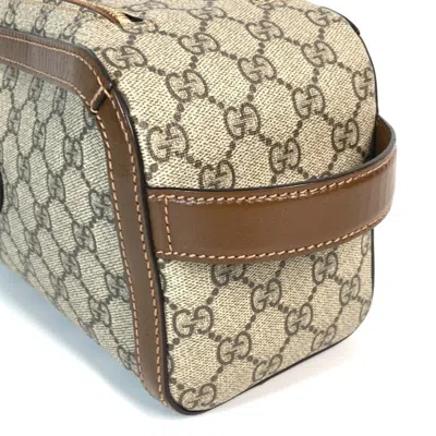 Pre-owned Gucci Beige Dark Brown Gg Supreme Clutch Bag Pouch () In Multi