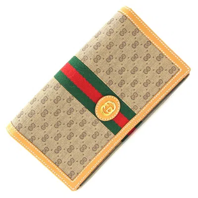 Pre-owned Gucci Beige Light Brown Pvc Leather Long Wallet (bi-fold) ()