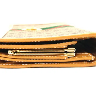 Pre-owned Gucci Beige Light Brown Pvc Leather Long Wallet (bi-fold) ()