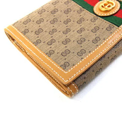 Pre-owned Gucci Beige Light Brown Pvc Leather Long Wallet (bi-fold) ()
