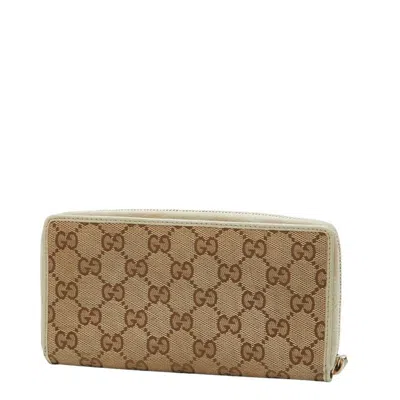 Pre-owned Gucci Beige Multi-color Canvas Leather Long Wallet (bi-fold) ()