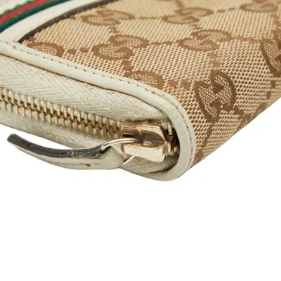 Pre-owned Gucci Beige Multi-color Canvas Leather Long Wallet (bi-fold) ()