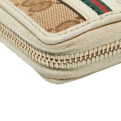 Pre-owned Gucci Beige Multi-color Canvas Leather Long Wallet (bi-fold) ()