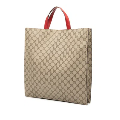 Pre-owned Gucci Beige Multi-color Red Color Pvc Leather Shoulder Bag Tote Bag ()