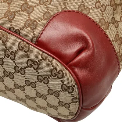 Pre-owned Gucci Beige Red Color Canvas Leather Shoulder Bag Tote Bag () In Multi