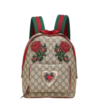 Pre-owned Gucci Beige Red Color Pvc Leather Backpack () In Multi