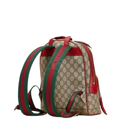 Pre-owned Gucci Beige Red Color Pvc Leather Backpack () In Multi