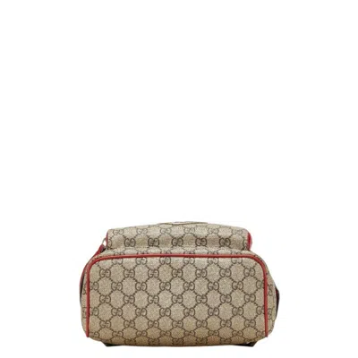 Pre-owned Gucci Beige Red Color Pvc Leather Backpack () In Multi