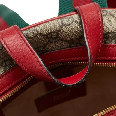 Pre-owned Gucci Beige Red Color Pvc Leather Backpack () In Multi
