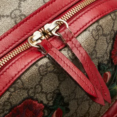 Pre-owned Gucci Beige Red Color Pvc Leather Backpack () In Multi