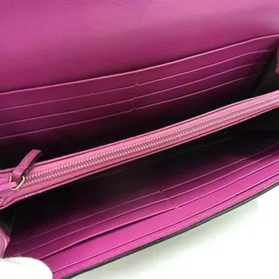 Pre-owned Gucci Beige Red Color Pvc Leather Long Wallet (bi-fold) () In Multi