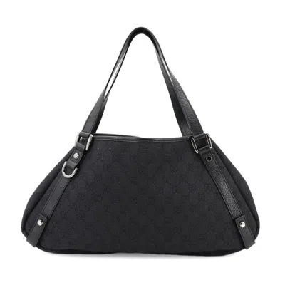 Pre-owned Gucci Black Denim Leather Tote Bag ()