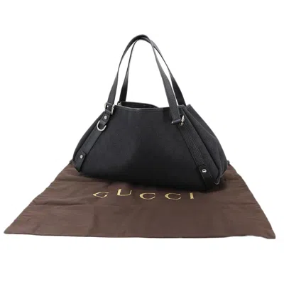Pre-owned Gucci Black Denim Leather Tote Bag ()