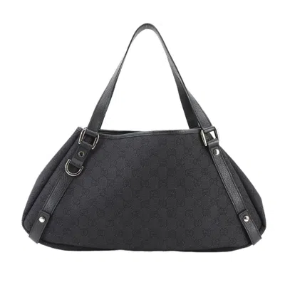 Pre-owned Gucci Black Denim Leather Tote Bag ()