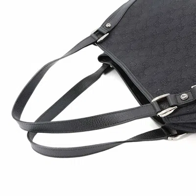 Pre-owned Gucci Black Denim Leather Tote Bag ()