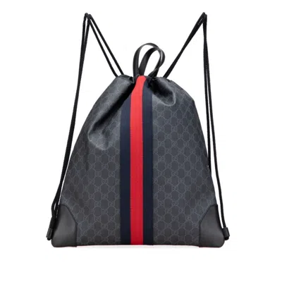 Pre-owned Gucci Black Gray Pvc Leather Backpack () In Multi