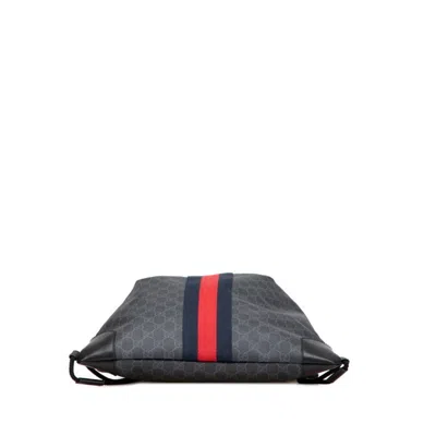 Pre-owned Gucci Black Gray Pvc Leather Backpack () In Multi