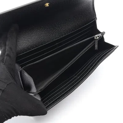 Pre-owned Gucci Black Green Red Color Leather Long Wallet (bi-fold) () In Multi