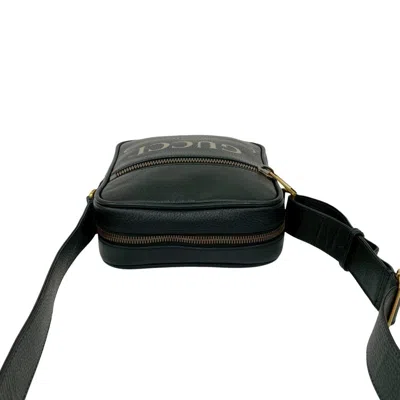Pre-owned Gucci Black Green Red Color Leather Messenger Bag Pochette Shoulder Bag () In Multi