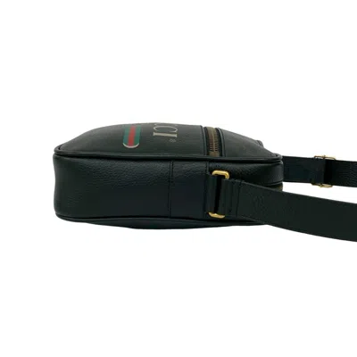 Pre-owned Gucci Black Green Red Color Leather Messenger Bag Pochette Shoulder Bag () In Multi