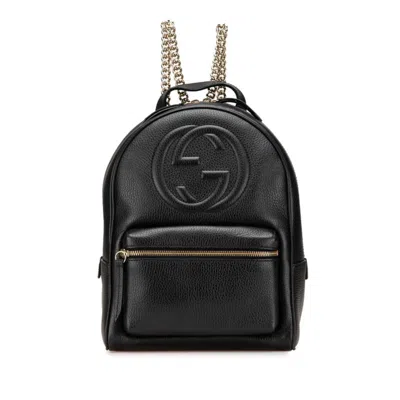 Pre-owned Gucci Black Leather Backpack ()