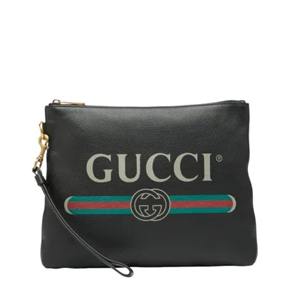 Pre-owned Gucci Black Leather Clutch Bag ()