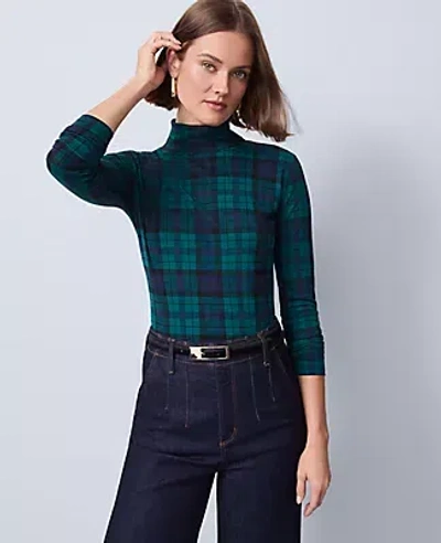 Ann Taylor Petite Plaid Turtleneck Top In Multi