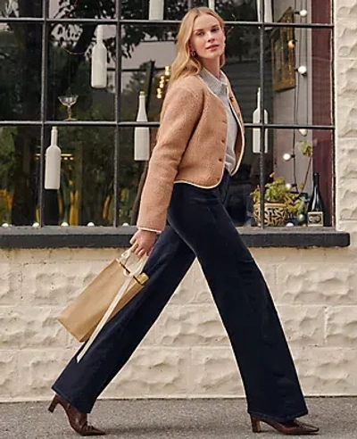 Ann Taylor Weekend Collection Sherpa Crew Neck Jacket In Brown