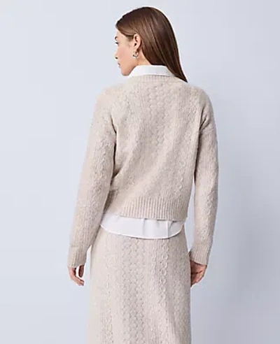 Ann Taylor Weekend Collection Mixed Stitch Crew Neck Sweater In Neutral