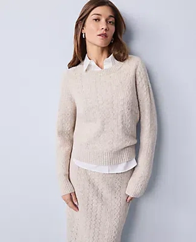 Ann Taylor Weekend Collection Mixed Stitch Crew Neck Sweater In Neutral