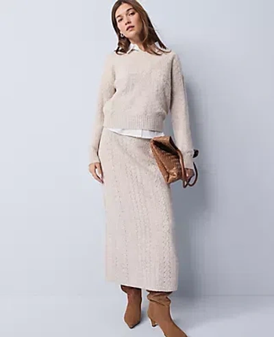 Ann Taylor Weekend Collection Pointelle Sweater Skirt In Neutral
