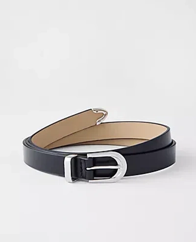 Ann Taylor Leather Round Buckle Belt In Black