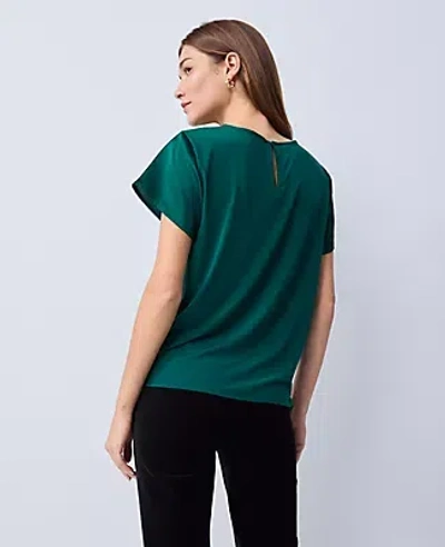 Ann Taylor Mixed Media Crew Neck Tee In Green