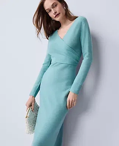 Ann Taylor Wrap Effect Sheath Dress In Blue