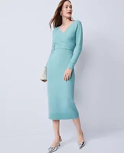 Ann Taylor Wrap Effect Sheath Dress In Blue