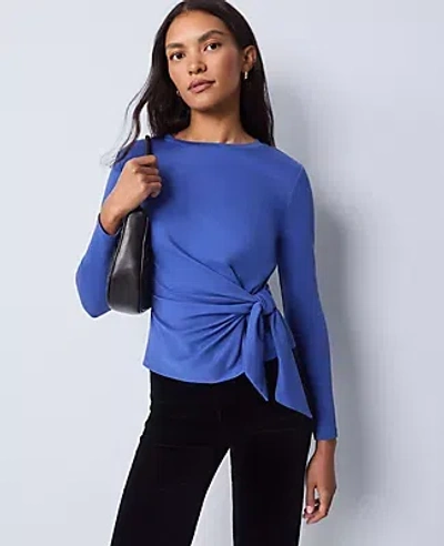 Ann Taylor Weekend Collection Tie Waist Top In Blue