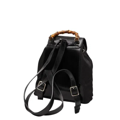 Pre-owned Gucci Black Nylon Leather Backpack ()
