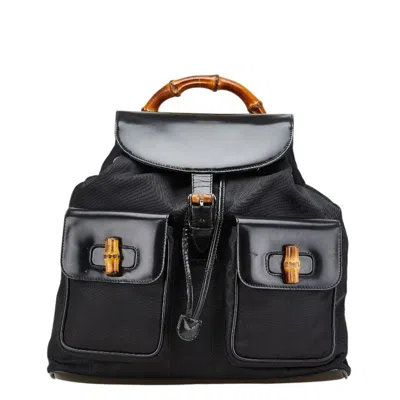 Pre-owned Gucci Black Patent Leather Nylon Backpack ()