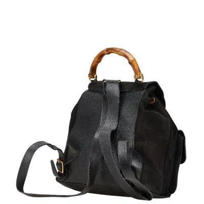 Pre-owned Gucci Black Suede Leather Backpack ()