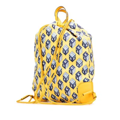 Pre-owned Gucci Blue Yellow Nylon Leather Backpack () In Multi