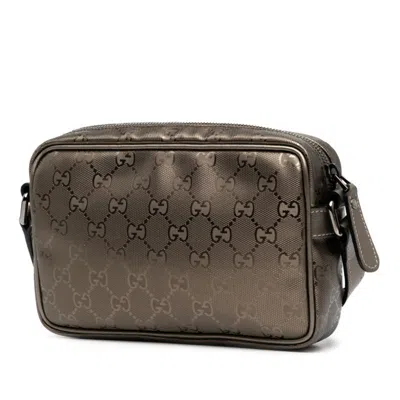 Pre-owned Gucci Bronze Brown Nylon Leather Shoulder Bag ()