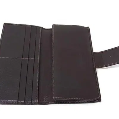 Pre-owned Gucci Brown Brown Gg Gg Canvas Leather Long Wallet (bi-fold) ()
