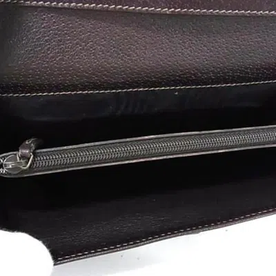 Pre-owned Gucci Brown Brown Gg Gg Canvas Leather Long Wallet (bi-fold) ()