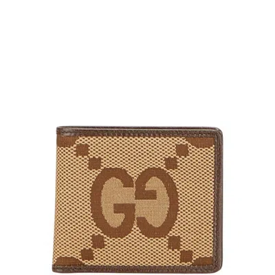 Pre-owned Gucci Brown Canvas Leather Bill Wallet (bi-fold) ()