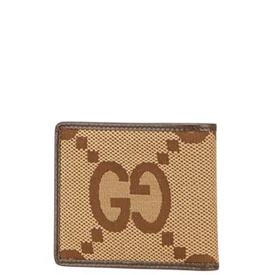 Pre-owned Gucci Brown Canvas Leather Bill Wallet (bi-fold) ()