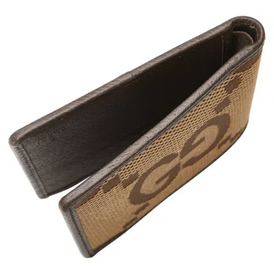 Pre-owned Gucci Brown Canvas Leather Bill Wallet (bi-fold) ()